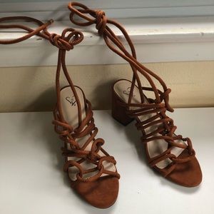 Strapped Ankle Wrap Sandals Shoes Size 6.5